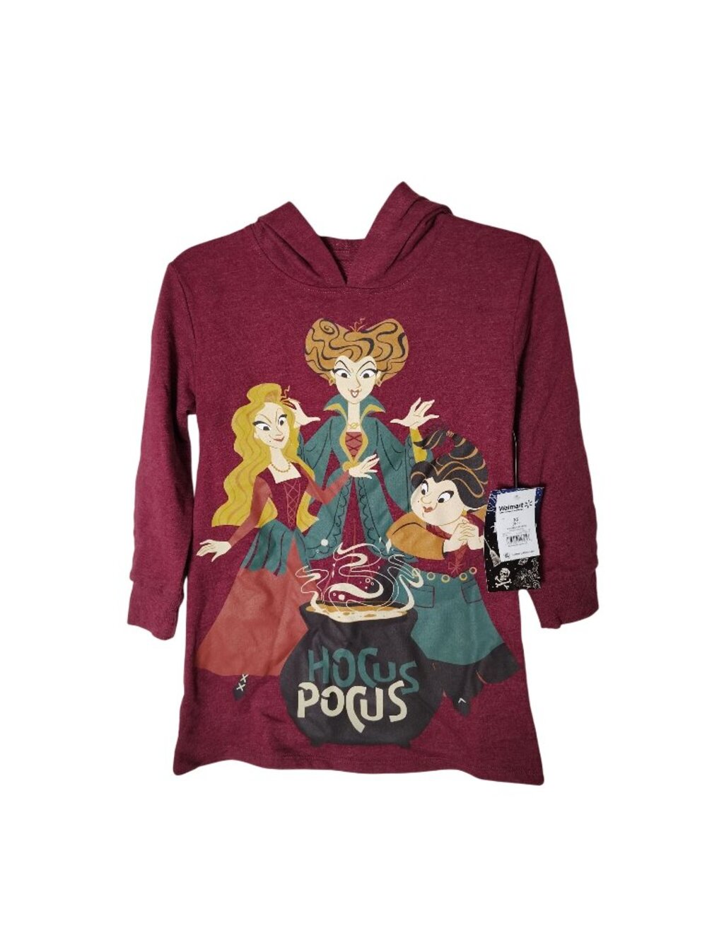 Disney Girls XS Halloween Hocus Pocus Graphic Burgundy Hoodie Dress